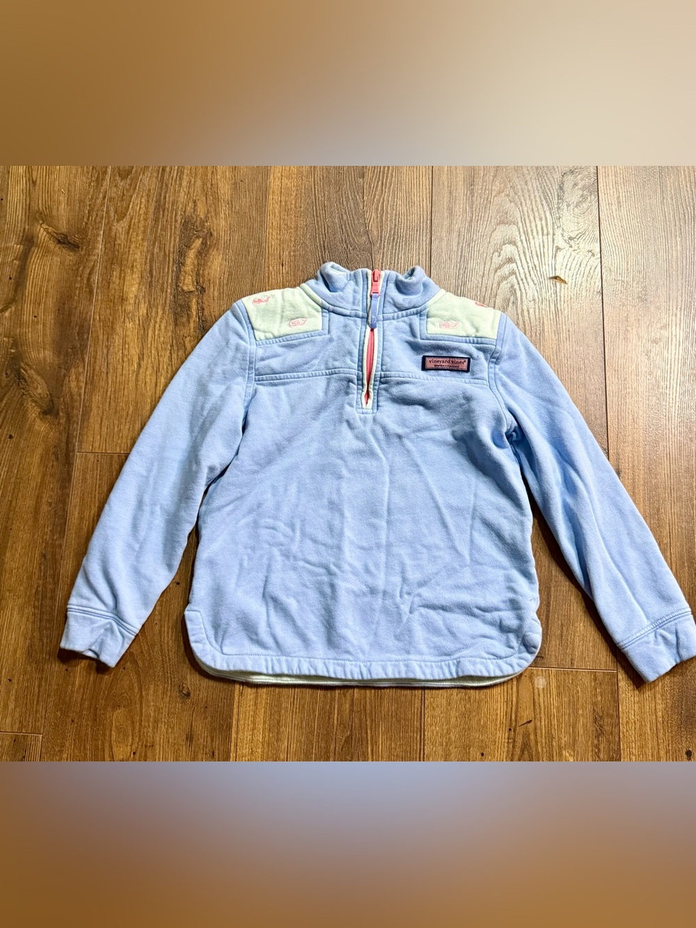 Vineyard Vines Girls XS 5-6 Blue 1/4 Zip Pullover Sweatshirt Whale